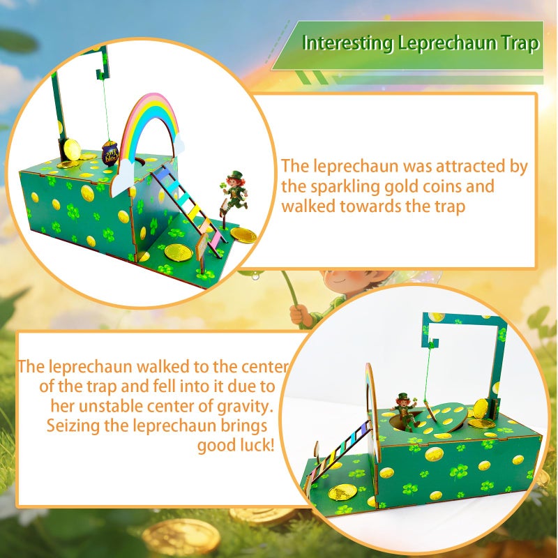 Vecacosic Leprechaun Trap Kit For Kids Wood Diy St Patricks Day Kids Leprechaun Trap Catch A Leprechaun Kit Leprechaun Trap Supplies Leprechaun Trap Craft Kit St Patricks Day Decorations Party Supplies - Image 5