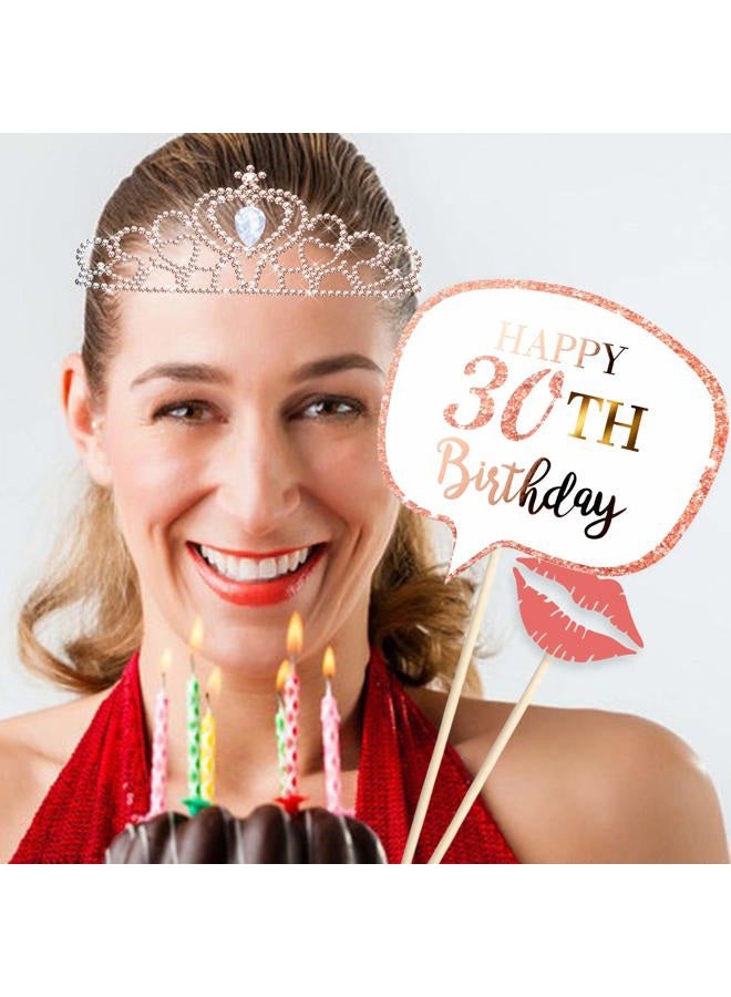 Konsait Rose Gold 30 Birthday Photo Booth Kit(32count),Konsait Funny Chic 30th Birthday Dirty Thirty Props with Sticks for Girls women 30 ROCK Thirtieth Happy Birthday Party Favors Supplies Bday Party Decorat - Image 5