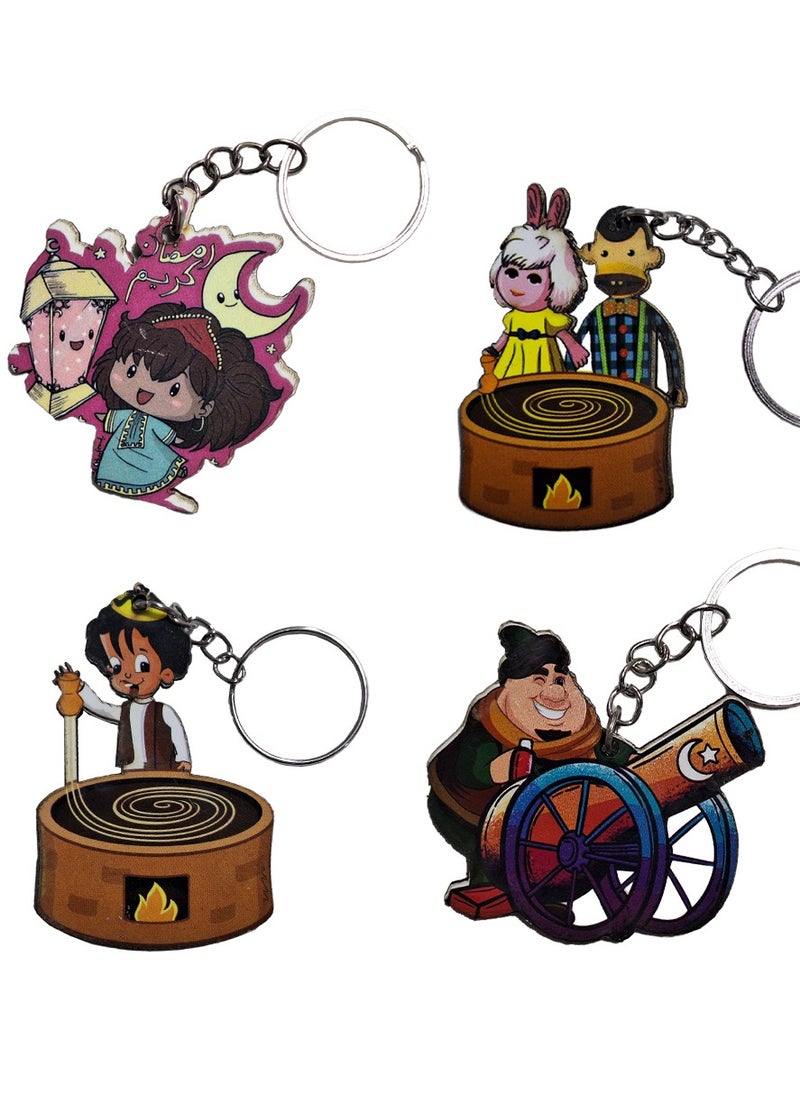 Ramadan medals, characters, new Ramadan medal, toy for children, 4 pieces, different shapes, high wooden material  - Image 1