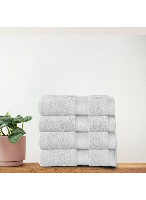 Face Towel Set Of 4 White Cotton Face Towel 30X30Cm , 12X12 Inch Luxury Face Cleansing Towel Soft Absorbent Lightweight Washable Quick Dry Spa Quality Beach Face Towel