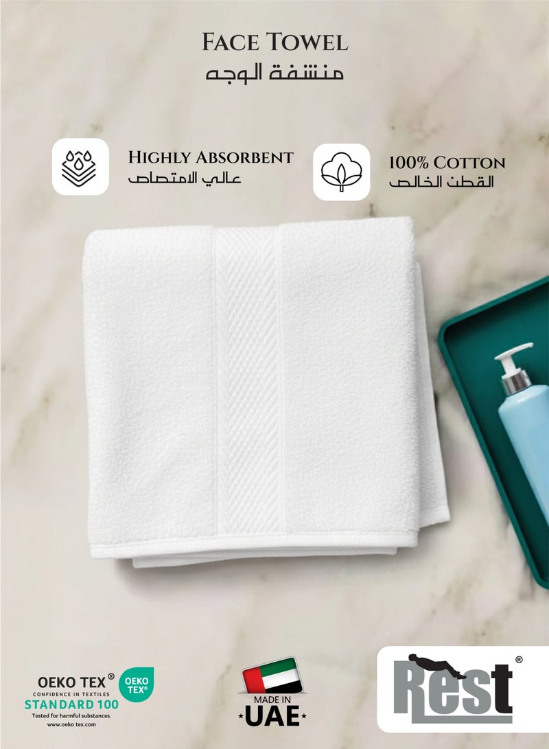 Rest منشفة وجه مجموعة من 4 مناشف وجه قطنية بيضاء 30x30 سم ، 12x12 بوصة منشفة تنظيف وجه فاخرة ناعمة ماصة خفيفة الوزن قابلة للغسل سريعة الجفاف جودة سبا منشفة وجه شاطئية - Image 3