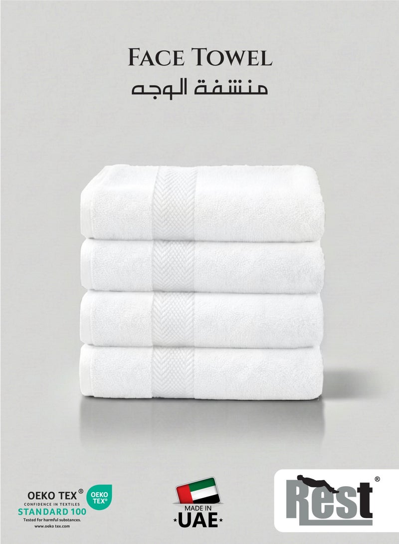 Rest منشفة وجه مجموعة من 4 مناشف وجه قطنية بيضاء 30x30 سم ، 12x12 بوصة منشفة تنظيف وجه فاخرة ناعمة ماصة خفيفة الوزن قابلة للغسل سريعة الجفاف جودة سبا منشفة وجه شاطئية - Image 1