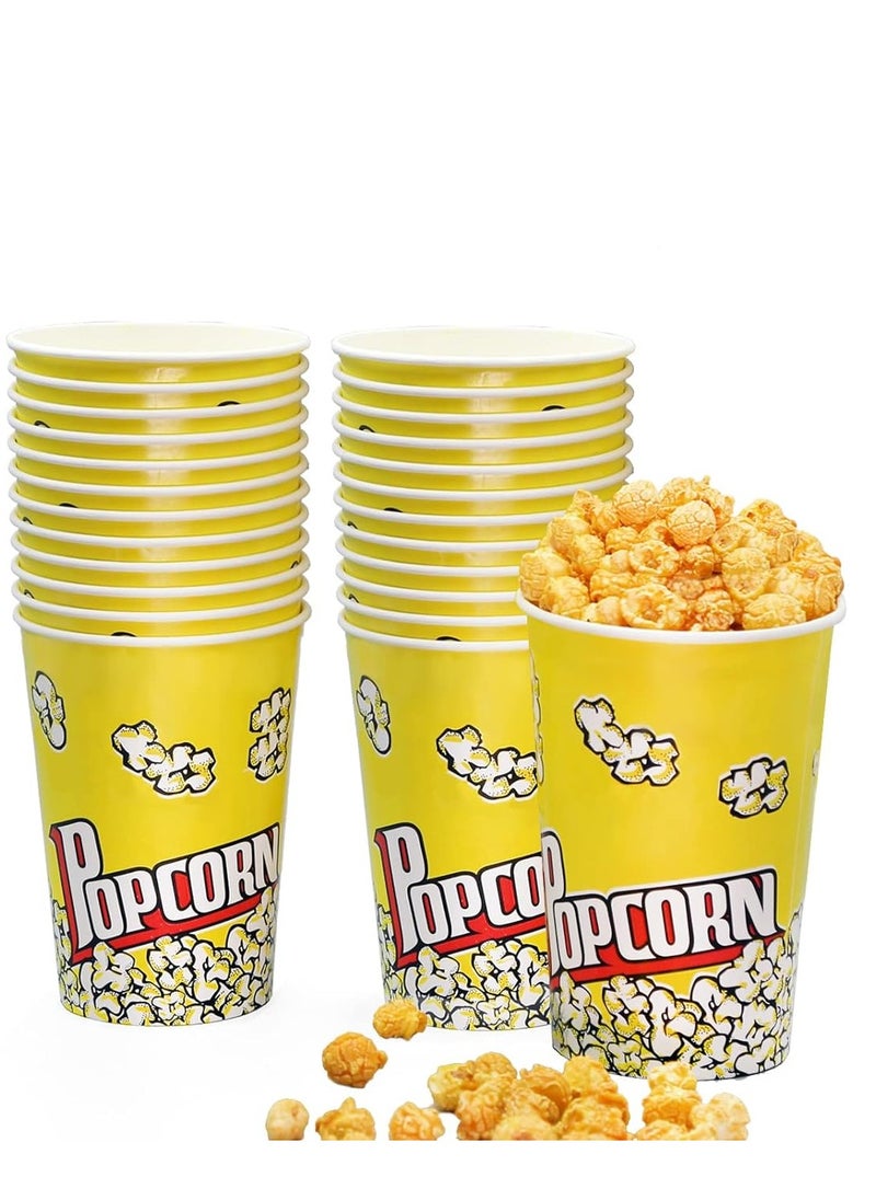 32 oz Stackable Paper Popcorn Cups Disposable Leak-Free Containers for Carnivals and Movie Nights