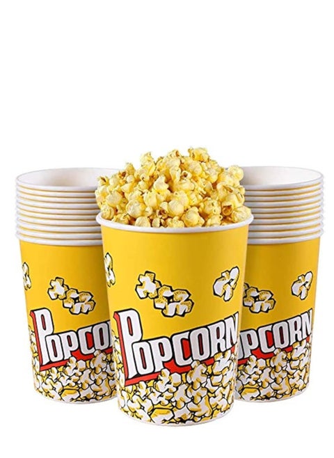 32 oz Stackable Paper Popcorn Cups Disposable Leak-Free Containers for Carnivals and Movie Nights