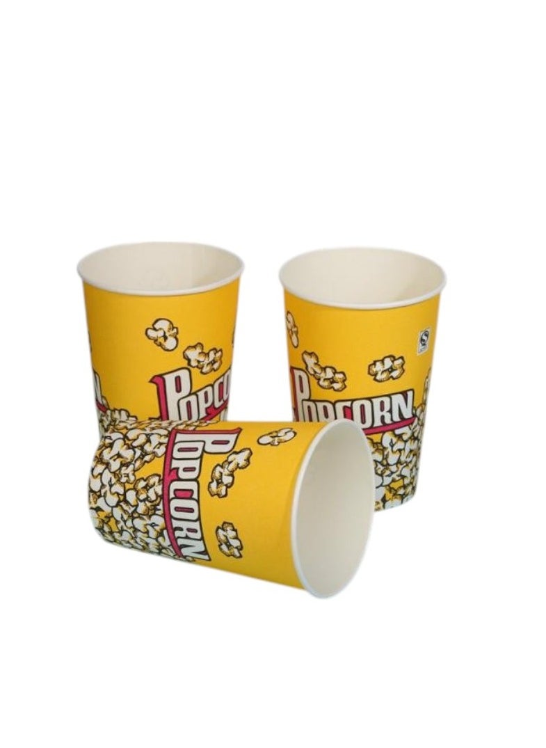 32 oz Stackable Paper Popcorn Cups Disposable Leak-Free Containers for Carnivals and Movie Nights
