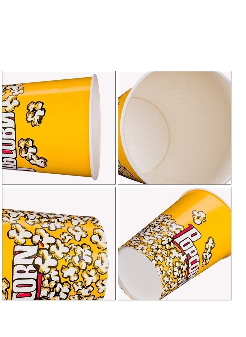 32 oz Stackable Paper Popcorn Cups Disposable Leak-Free Containers for Carnivals and Movie Nights