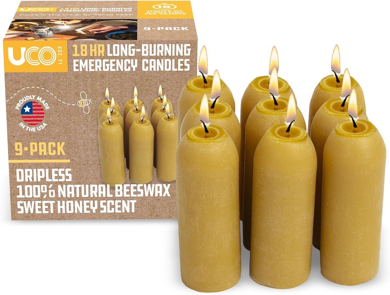 UCO 12-Hour Natural Beeswax Long-Burning Candles for Candle Lanterns and Emergency Preparedness, Made in USA - Image 1