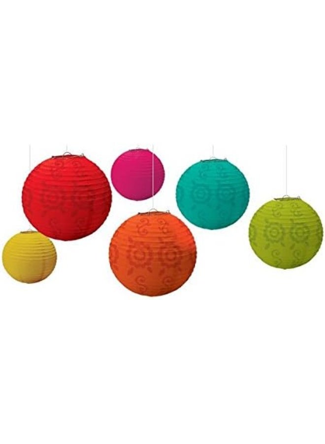 Amscan Fiesta Paper Lantern Value Pack Party Accessory (6-Pack) - Image 1
