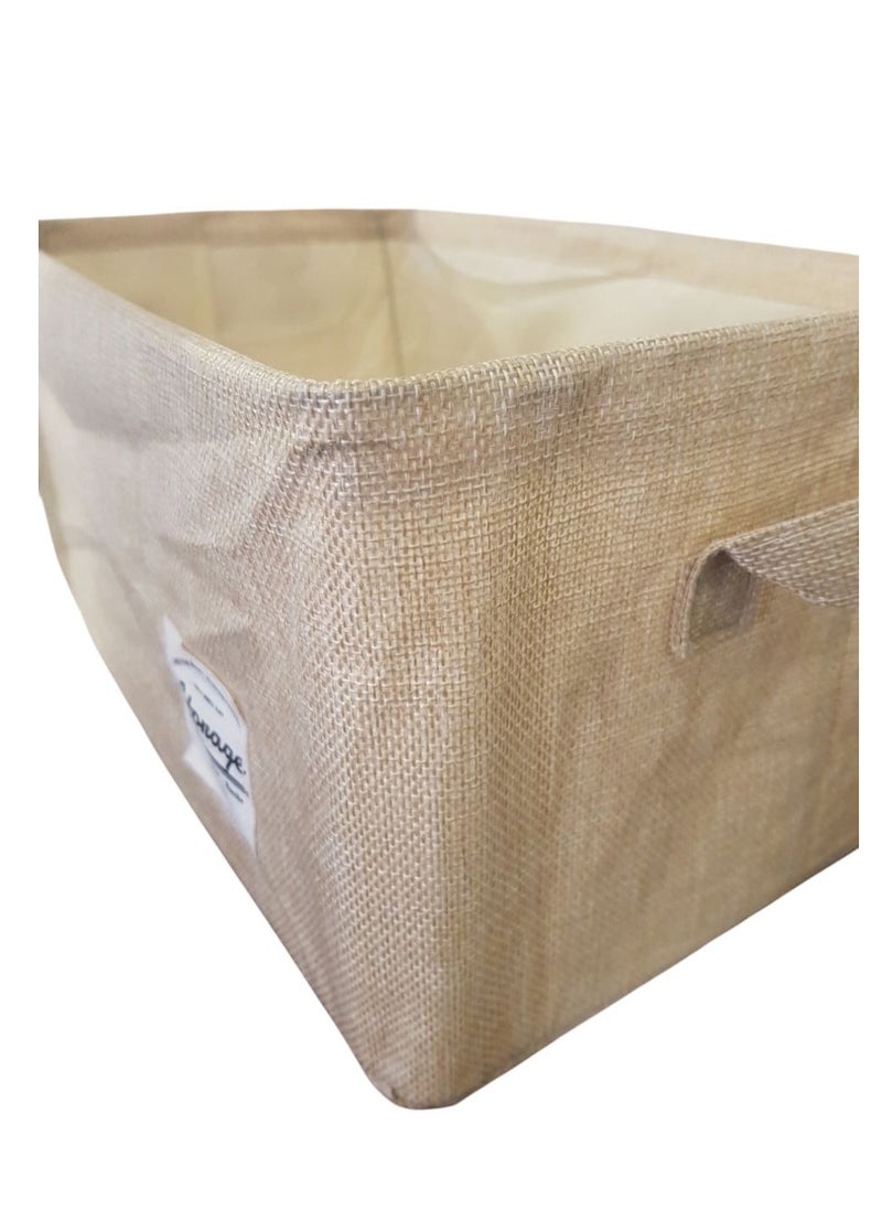 Generic Foldable Multipurpose Rectangle Storage Basket - Beige  - Image 2