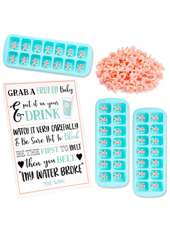 Juvale My Water Broke Baby Shower Game with 60 1-Inch Mini Plastic Babies, 3 Ice Cube Trays, and 1 Sign - Image 1