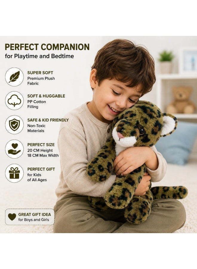 Realistic Leopard Stuffed Animal 20 Cm Soft Plush Toy For Kids Bedroom Decor Gift - Image 1