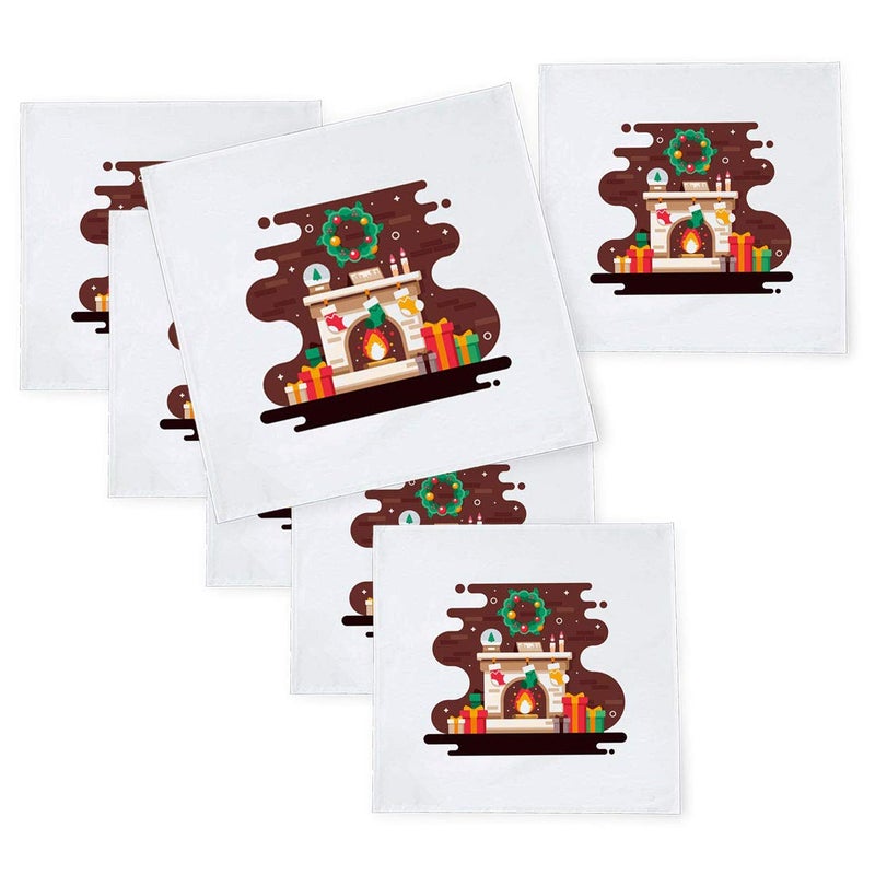 Khakee مناديل طاولة حرير تفطة بموضوع عيد الميلاد 6 قطع 10x10 لتزيين عيد الميلاد زينة عيد الميلاد هدية عيد الميلاد npxmas29P - Image 1
