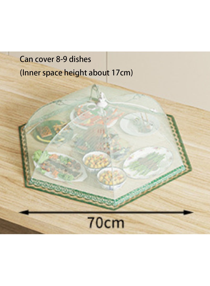70cm Round Green Food Cover, Mesh Screen Food Cover Tent Umbrella, Reusable And Foldable Outdoor Picnic Food Cover Net, Mesh Food Cover Prevents Flies, Bugs, Mosquitoes - Image 2