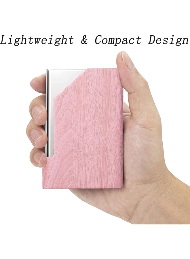 joyzzz Business Card Holder Pu Leather Magnetic Business Card Holder Carbon Metal Business Card Case Pocket With Magnetic Clasp Business Card Holder Wallet Blocking Name For Women Men White  - Image 4