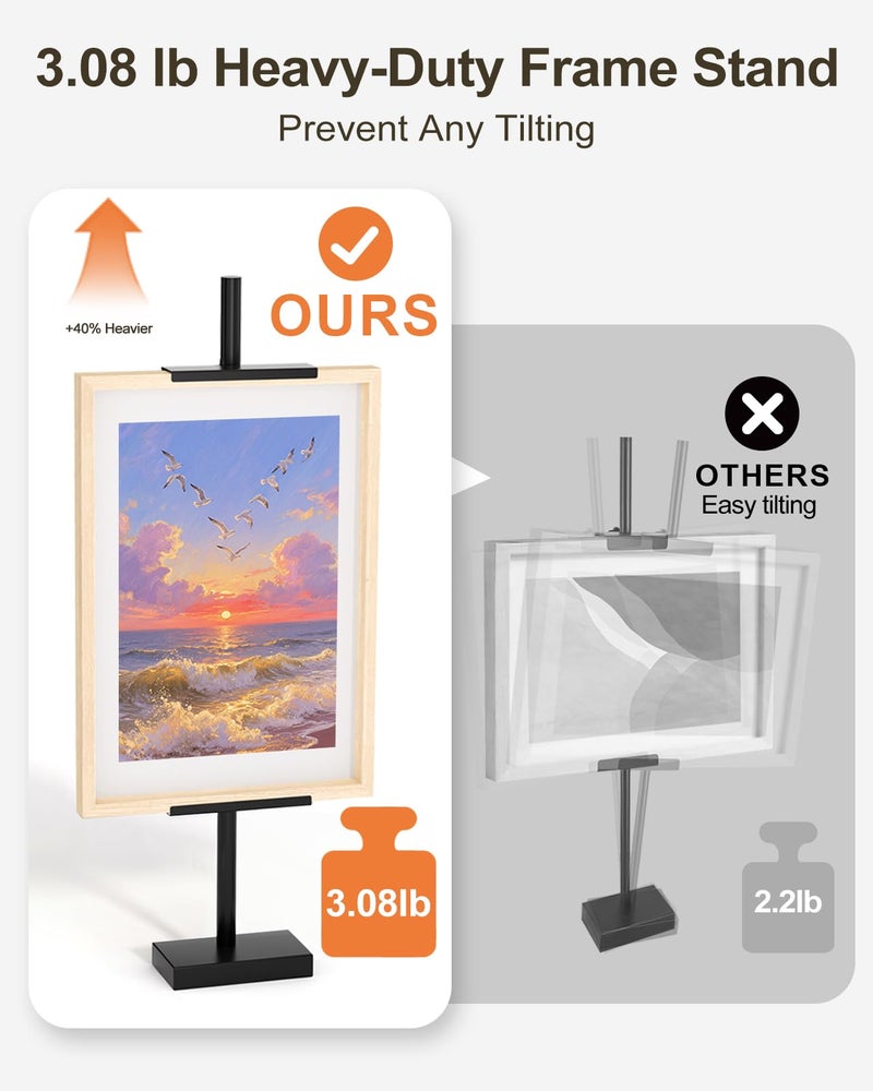 Victawks Adjustable Tabletop Easel Stand, Picture Easels for Display Up to 29" H, Metal Picture Frame Holder Stand Table for Art, Photo (Black) - Image 2