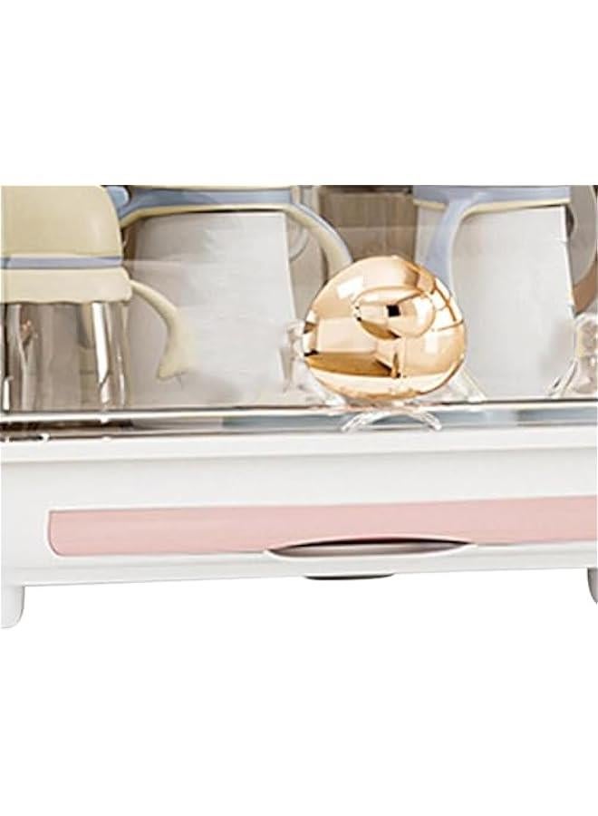 TRASSLE Baby Bottle Drying Rack Storage, Portable Large Capacity Toddler Baby Storage Box with Lid Cover and Cutlery Storage Kitchen Cabinet Organizer (Pink) - Image 5