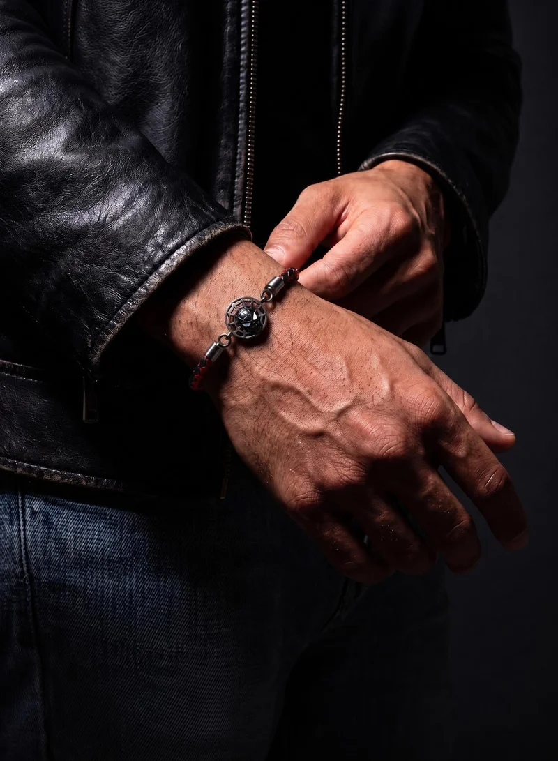 Police  Webbed Wonder Black & Red Leather Bracelet Limited Edition for Men for Men | Best Price UAE
