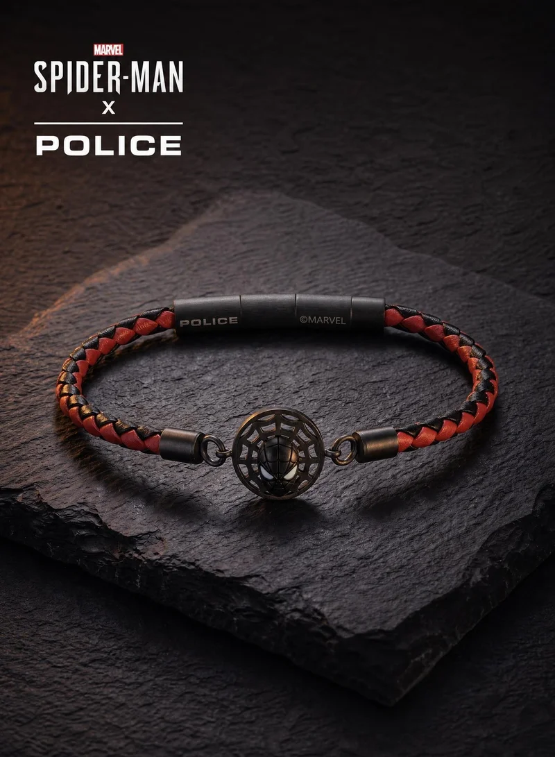 Police  Webbed Wonder Black & Red Leather Bracelet Limited Edition for Men for Men | Best Price UAE