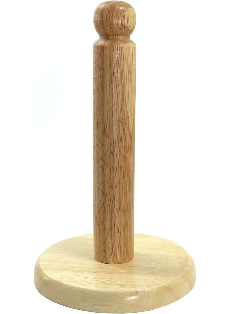Wooden Toilet Paper Holder – Rubberwood Tree Paper Towel Holder for Kitchen, Living Room, and Bathroom – Countertop Roll Holder - Image 1