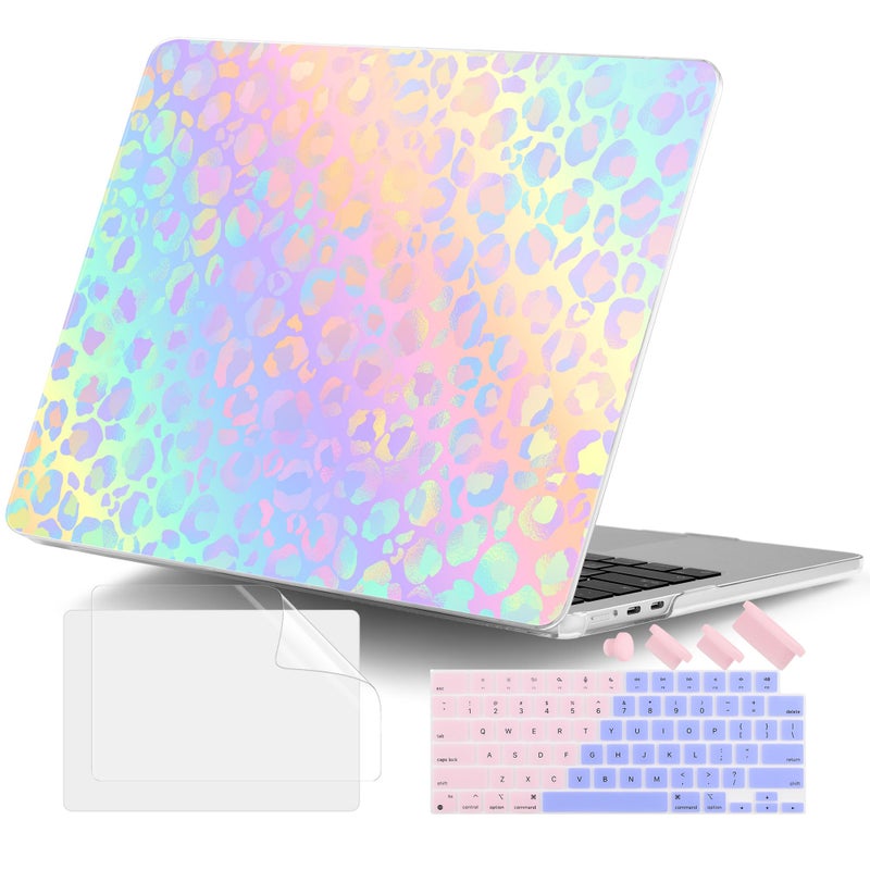 DONGKE Compatible with M5 MacBook Air 15 inch Case 2026 20252023 A3448 A3241 A3114 A2941 M4 M3 M2 Liquid Retina Display Touch ID Protective Hard Shell Cover Keyboard Skin Colorful Leopard - Image 2