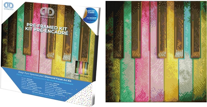 Diamond Dotz Pre-Framed Diamond Art Kit 12"X12"-Piano Rainbow -DDK5068
