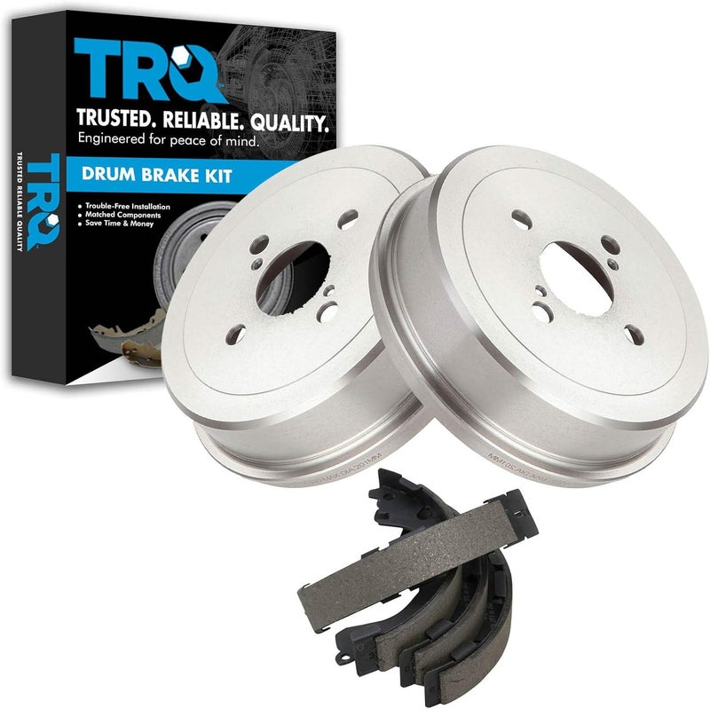 TRQ Rear Brake Drum & Shoe Pair Set for Toyota Corolla Chevy Prizm - Image 1