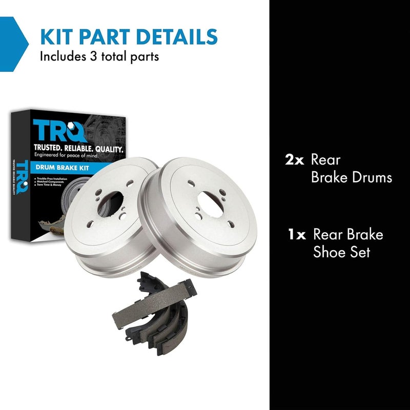 TRQ Rear Brake Drum & Shoe Pair Set for Toyota Corolla Chevy Prizm - Image 2