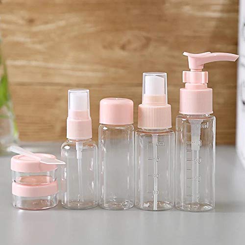 Sunshine Enterprise Plastic Portable Refillable Travel Cosmetics Toiletry Pressing Spray Bottles for Makeup Cosmetic Toiletries Liquid Containers Bottles With Storage Pouch 7 Pcs Multi Color - Image 1
