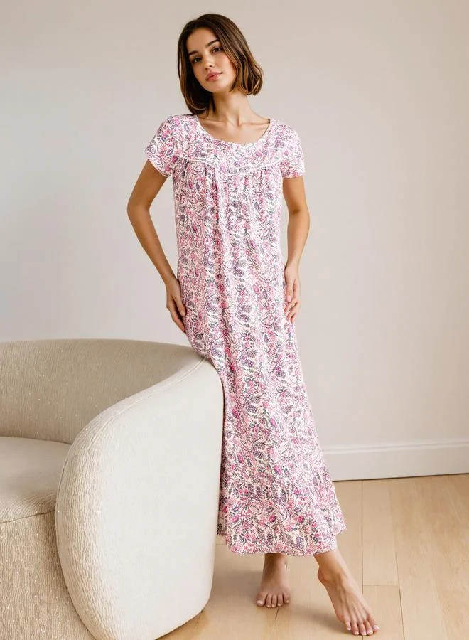 Splash FAV Floral Print Viscose Night Gown