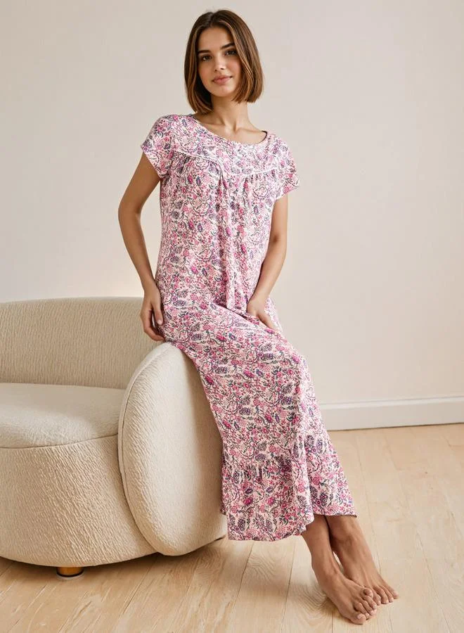 Splash FAV Floral Print Viscose Night Gown