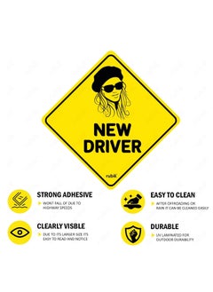 Rubik New Driver Car Sign Self Adhesive Sticker, Reflective Removable for Beginners Car SUV Van Drivers (Size 12cm x 12cm)  - Image 5