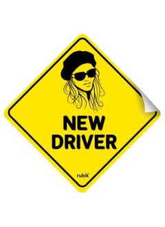 Rubik New Driver Car Sign Self Adhesive Sticker, Reflective Removable for Beginners Car SUV Van Drivers (Size 12cm x 12cm)  - Image 1