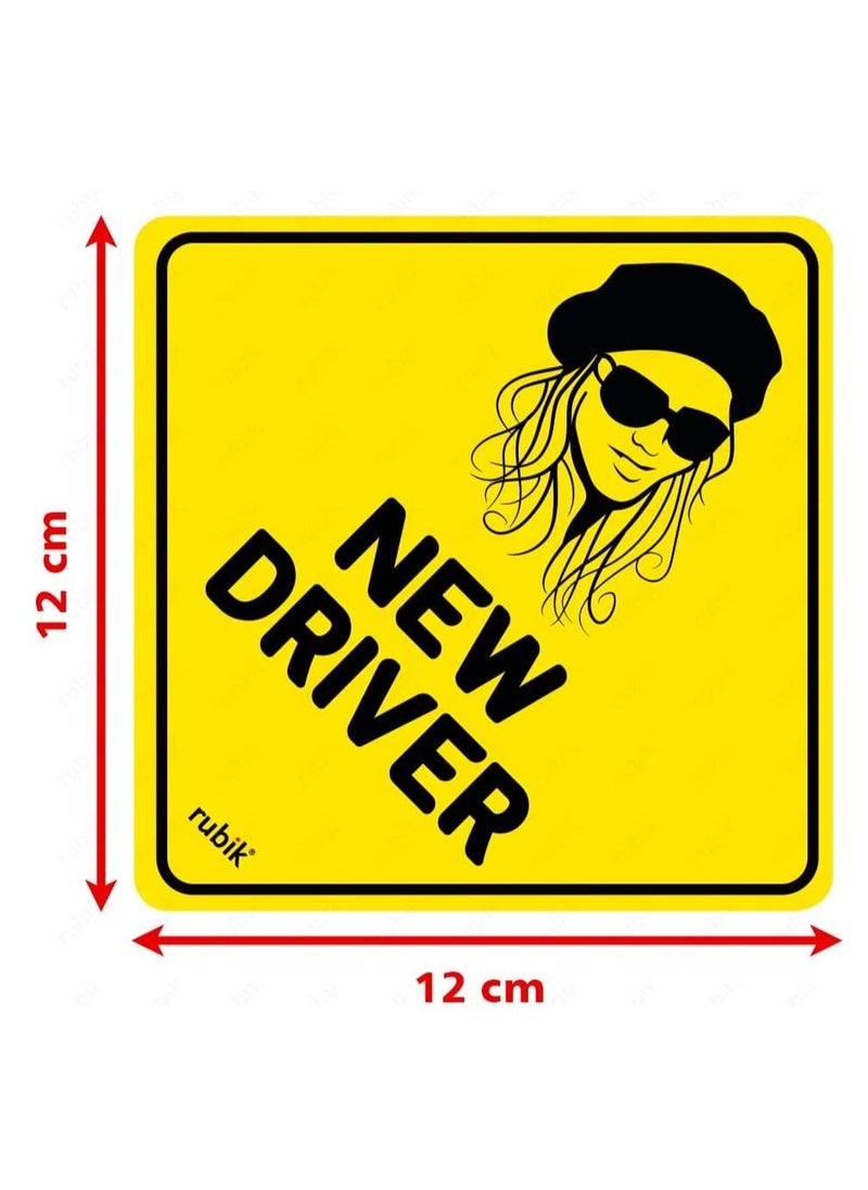 Rubik New Driver Car Sign Self Adhesive Sticker, Reflective Removable for Beginners Car SUV Van Drivers (Size 12cm x 12cm)  - Image 4