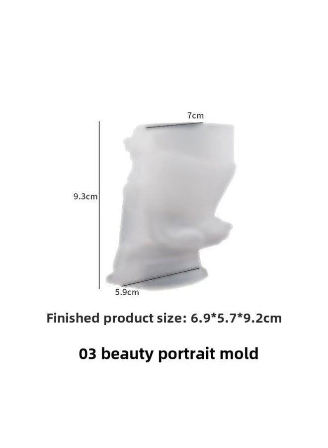 Diy Resin Drip Grafting Gypsum Mold Silent Body Vase Skull Head Potted Plant Candle Holder Silicone Mold Kitchen Tableware-Specifications:03 Beauty Figure Mold - Image 1
