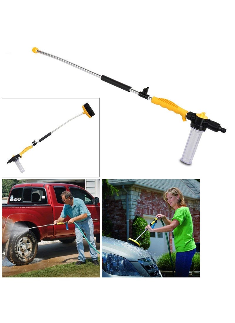 PYU ENJOY SHOPPING PYU ENJOY SHOPPING Water Zoom Jet Power Pressure Washer Lance Garden Hose Attachment with Soap Dispenser and Brush Ideal for Washing Cars Cleaning Decking Paths Driveways Fences  - Image 1