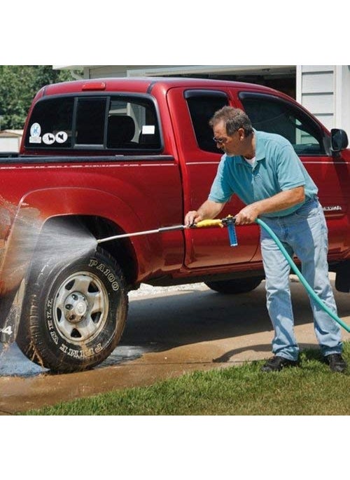 PYU ENJOY SHOPPING PYU ENJOY SHOPPING Water Zoom Jet Power Pressure Washer Lance Garden Hose Attachment with Soap Dispenser and Brush Ideal for Washing Cars Cleaning Decking Paths Driveways Fences  - Image 4