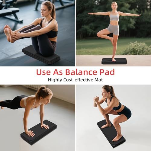 WEILA 1/2 Inch Extra Thick Yoga Mat Pilates Equipment, 70"x24" Odorless Workout Mats for Home Gym, Non-slip Exercise Mats for Women Men Home Workout, Foldable Yoga Mats for Travel Camping Sleeping(Charcoal) - Image 5
