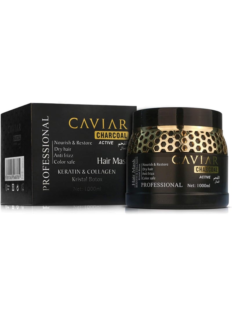 Caviar Charcoal Active Keratin & Collagen Hair Mask - 1000ML - Image 2