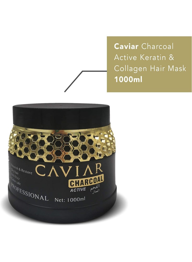 Caviar Charcoal Active Keratin & Collagen Hair Mask - 1000ML - Image 3