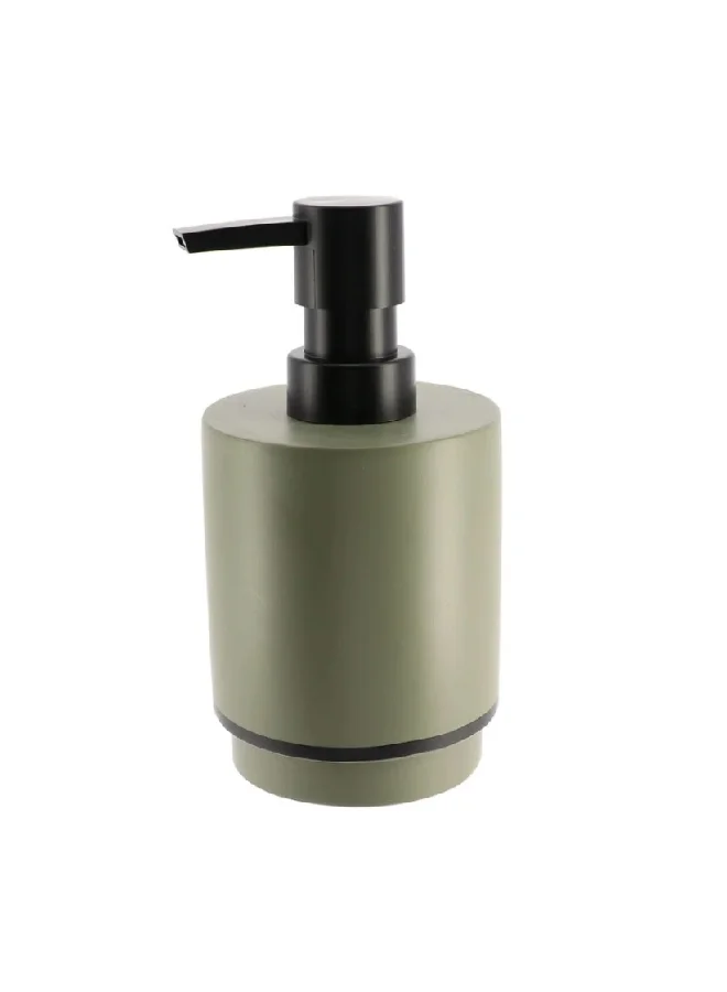 Tendance Elegant Design Round Polyresin Soap Dispenser Khaki Green and Black 290 ml AA62140143
