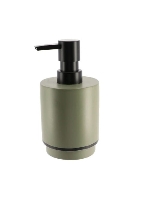 Elegant Design Round Polyresin Soap Dispenser Khaki Green and Black 290 ml AA62140143