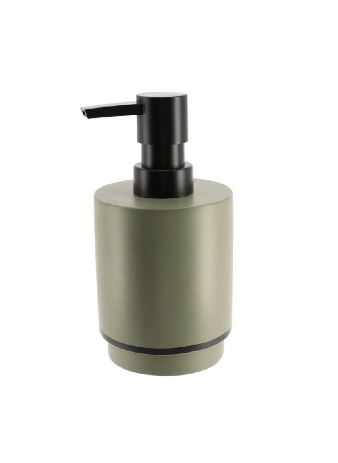 Tendance - Elegant Design Round Polyresin Soap Dispenser Khaki Green and Black 290 ml AA62140143 - Image 1