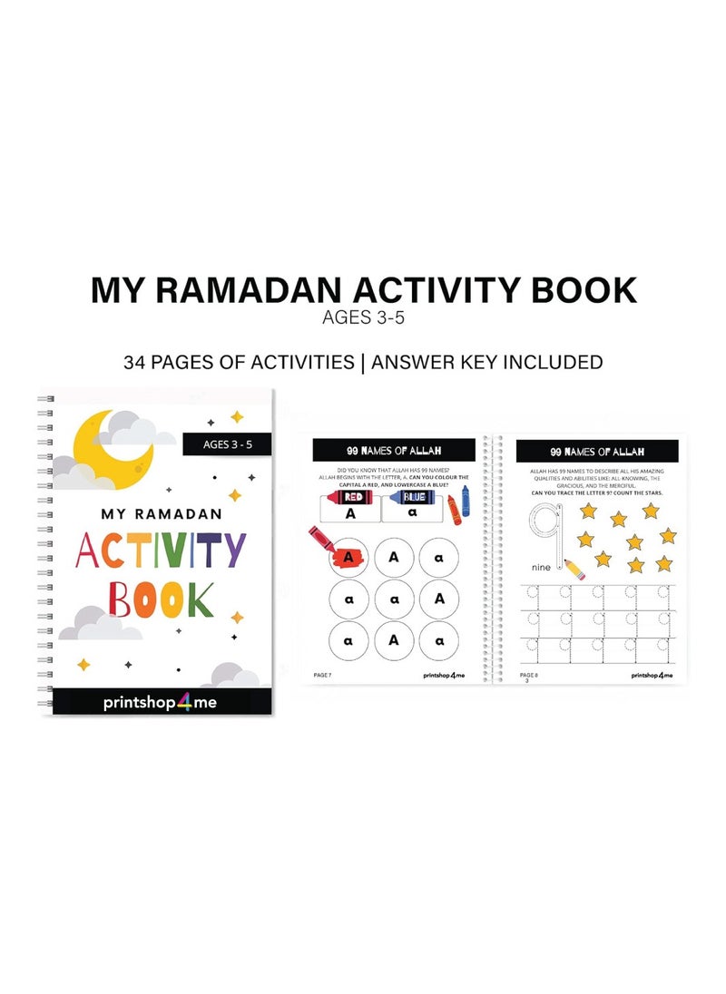 PRINTSHOP4ME - MY RAMADAN BUSY BOOK FOR KIDS |34 Pages of Activities| I Children Craft |Teaching The Fundamentals Of Ramadan| Muslim, Kids, Islam, Eid - Image 1