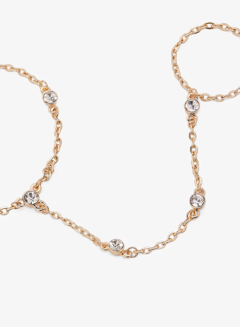 ايلا Diamonte Rhinestone Embellished Dainty Hand Jewelry