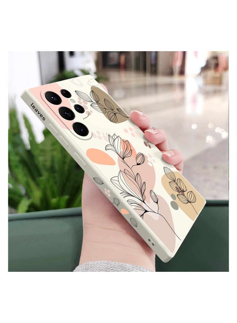 Alyashmac for Samsung Galaxy S22 Ultra Case, S22 Ultra Phone Cover Fashionable Morandi Flowers Designs Soft Silicone Drop Protective Fingerprint Women Girl for Samsung S22 Ultra Case-Morandi White - Image 3