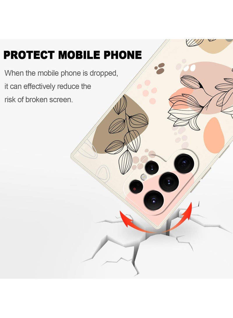 Alyashmac for Samsung Galaxy S22 Ultra Case, S22 Ultra Phone Cover Fashionable Morandi Flowers Designs Soft Silicone Drop Protective Fingerprint Women Girl for Samsung S22 Ultra Case-Morandi White - Image 5