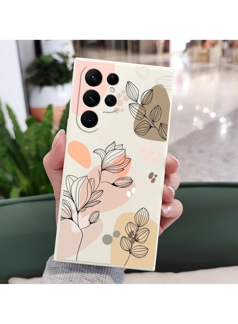 Alyashmac for Samsung Galaxy S22 Ultra Case, S22 Ultra Phone Cover Fashionable Morandi Flowers Designs Soft Silicone Drop Protective Fingerprint Women Girl for Samsung S22 Ultra Case-Morandi White - Image 2