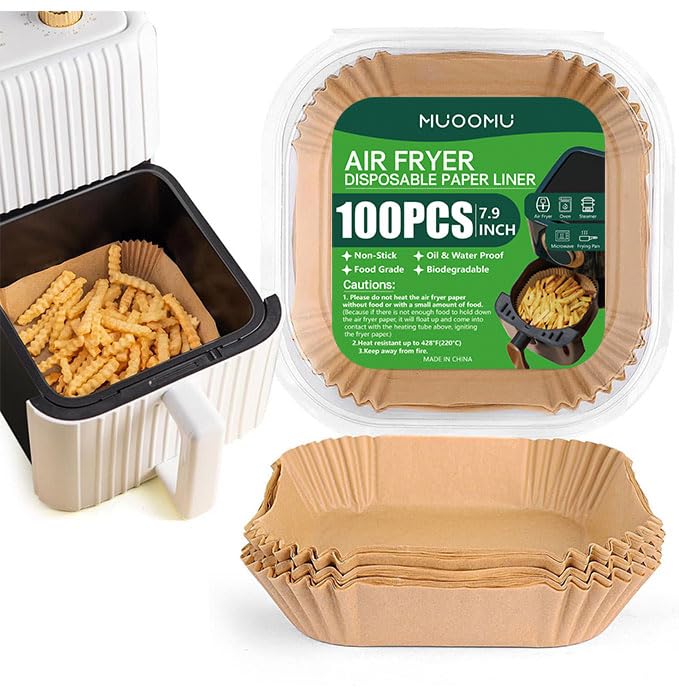 Air Fryer Disposable Paper Liners Square NonStick Parchment AirFryer Accessories for Baking Microwave Oven Frying Pan Oil Proof Water Proof 100PCS 79inch