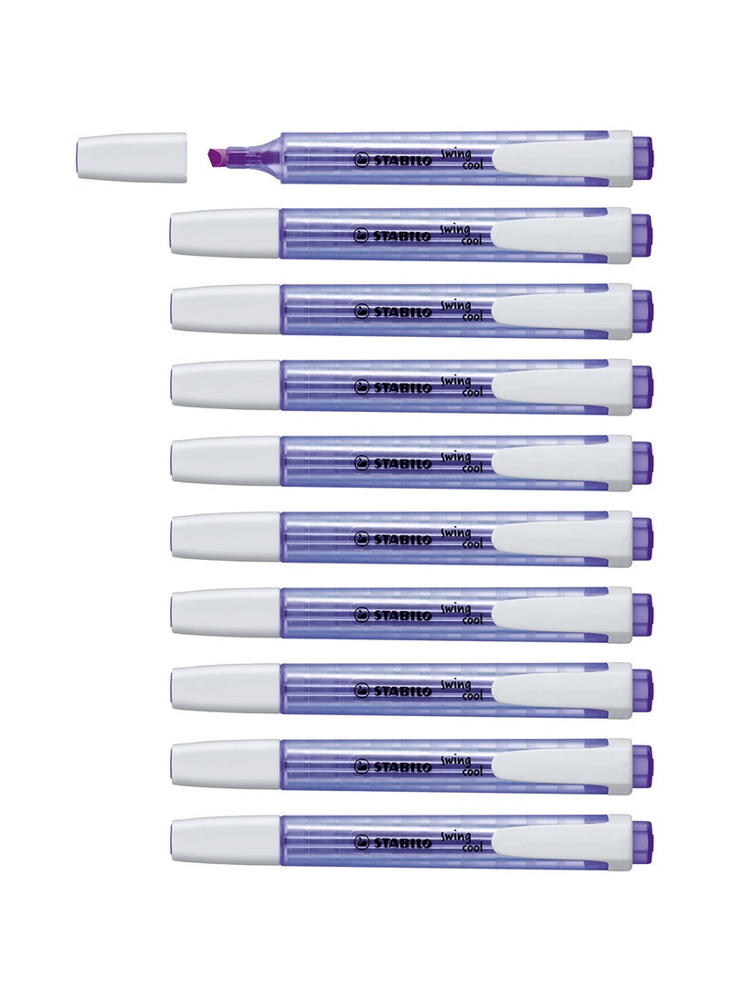 STABILO Highlighter Pen - Swing Cool Pack of 10 Violet Highlighters , Anti-Dry Out , for Drawing Illustrations , Note Taking  - Image 3