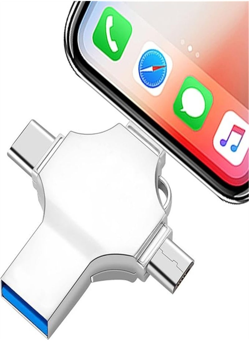 Generic - USB Flash Drive USB C Memory Stick Flash 64GB 4 in 1 Multifunction Drive with Micro USB Type-C Ports for Android Smart Iphone Pad MacBook and Laptop - Image 1